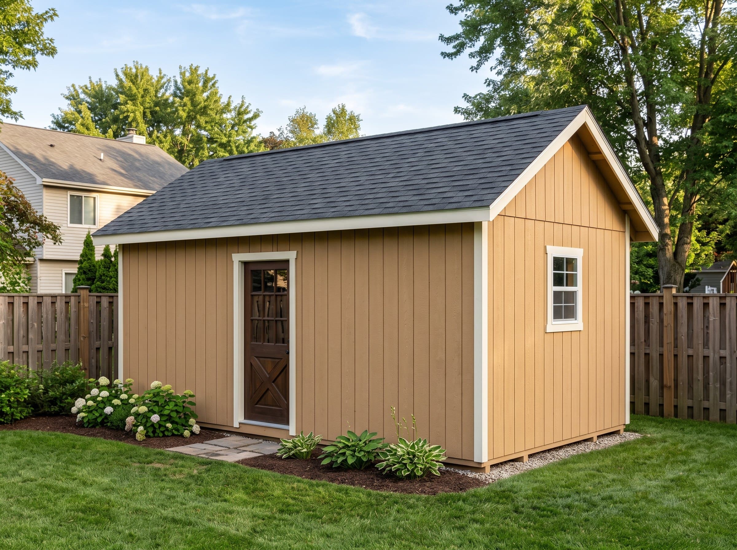 10×20 Gable Storage Shed — photorealistic render