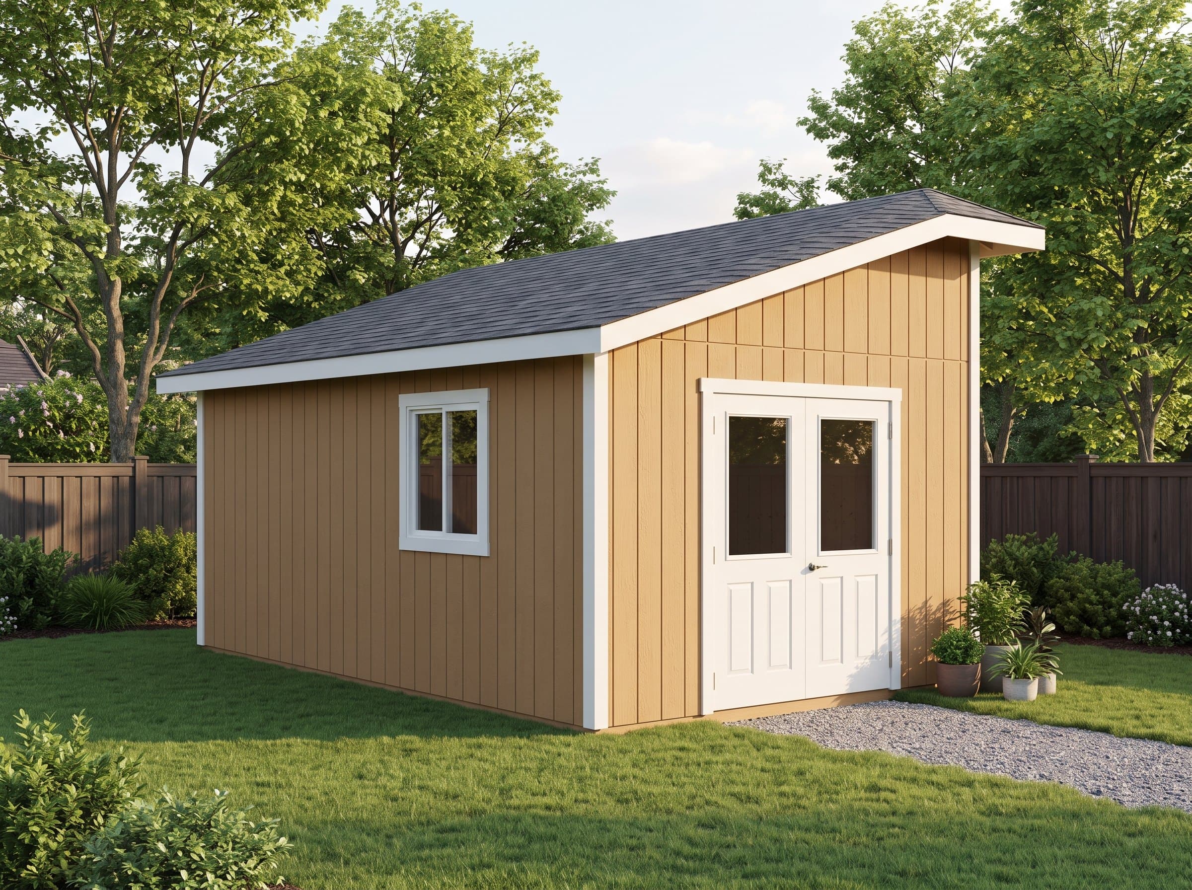 10×20 Lean-To Shed — photorealistic render