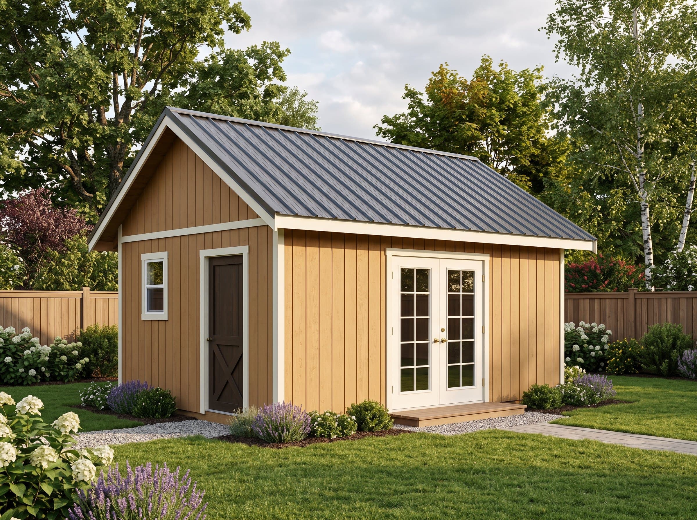 12×24 Metal Roof Workshop — photorealistic render