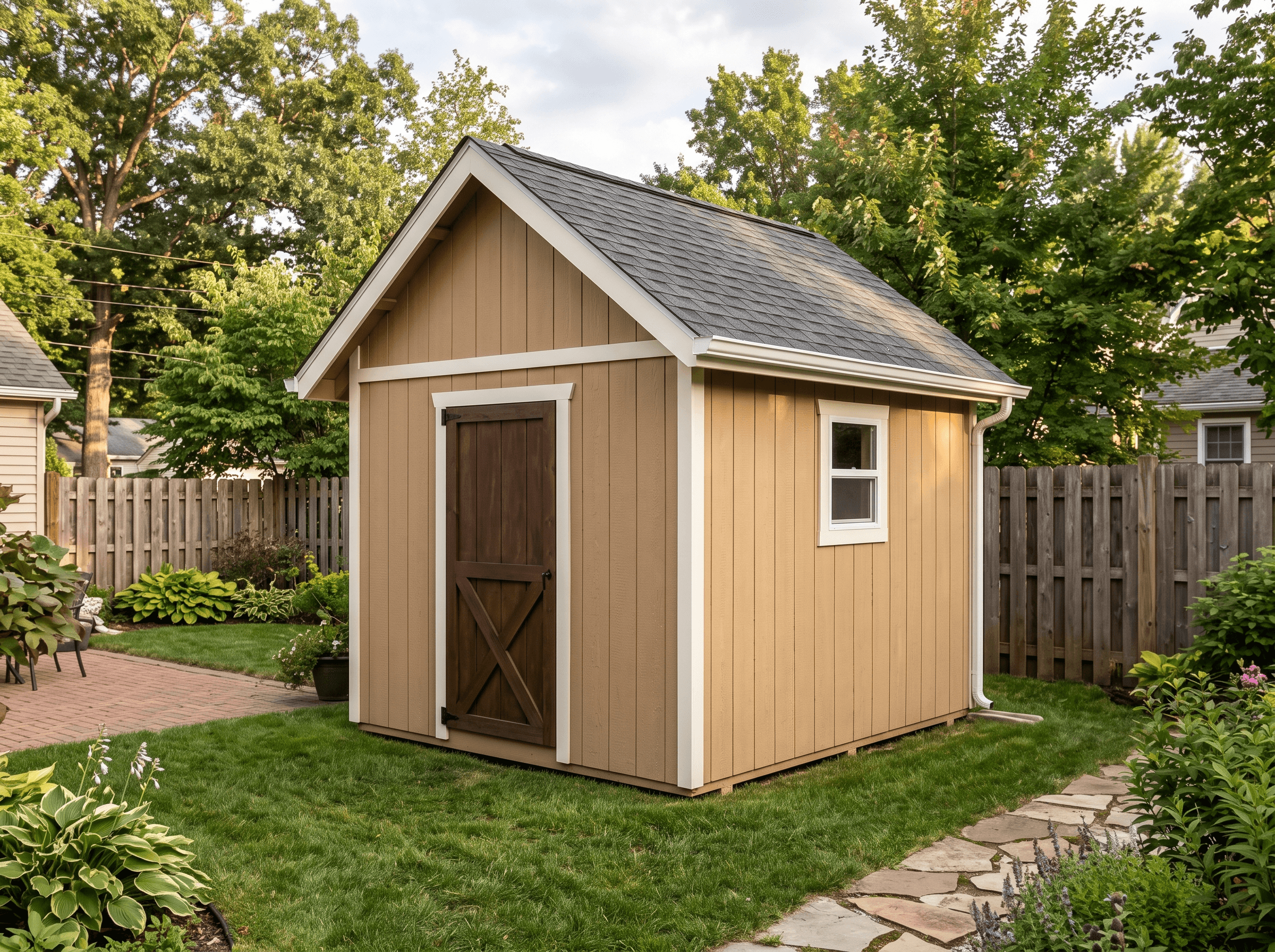 8×10 Saltbox Garden Shed — photorealistic render