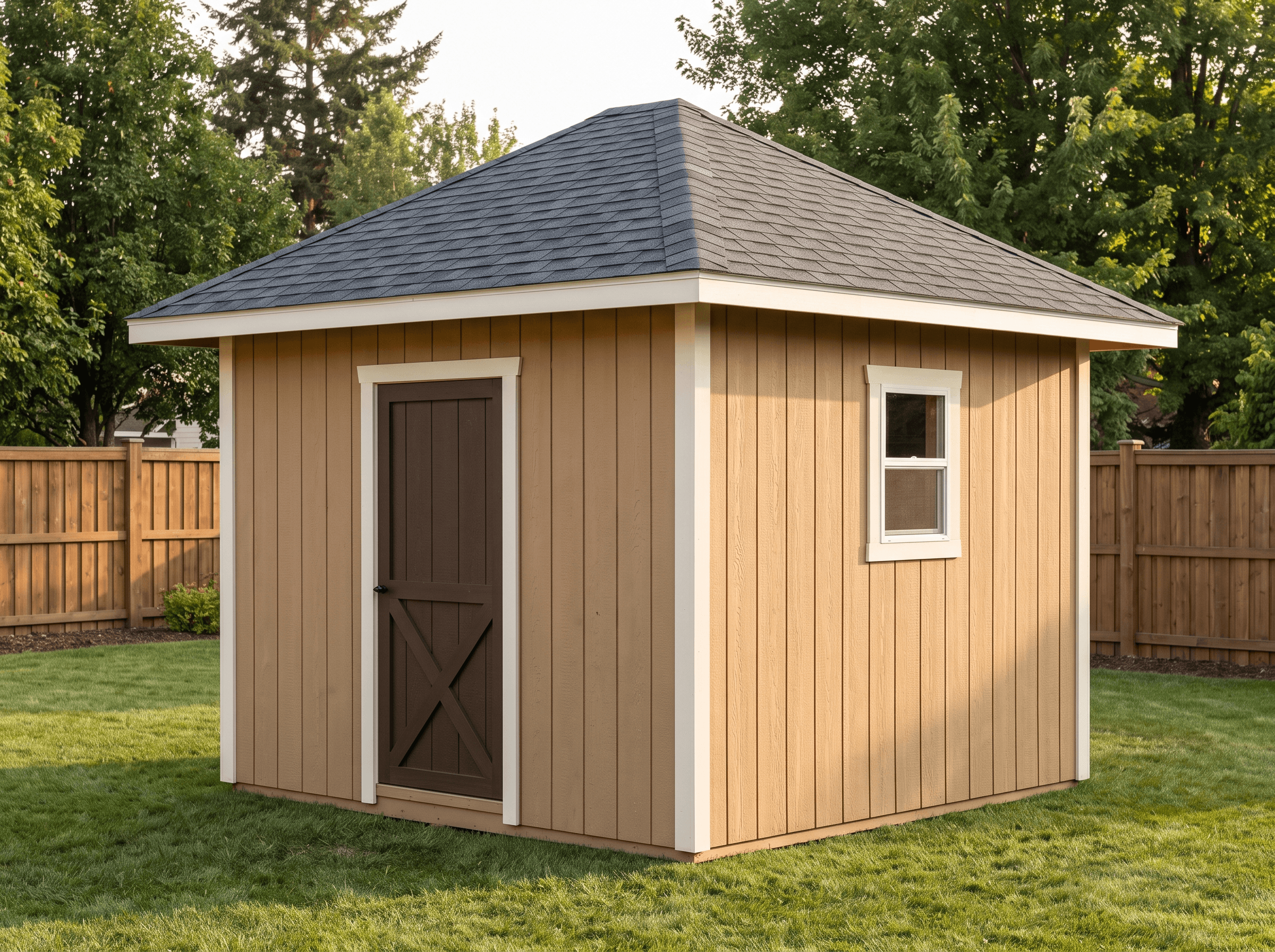 10×10 Hip Pavilion Shed — photorealistic render