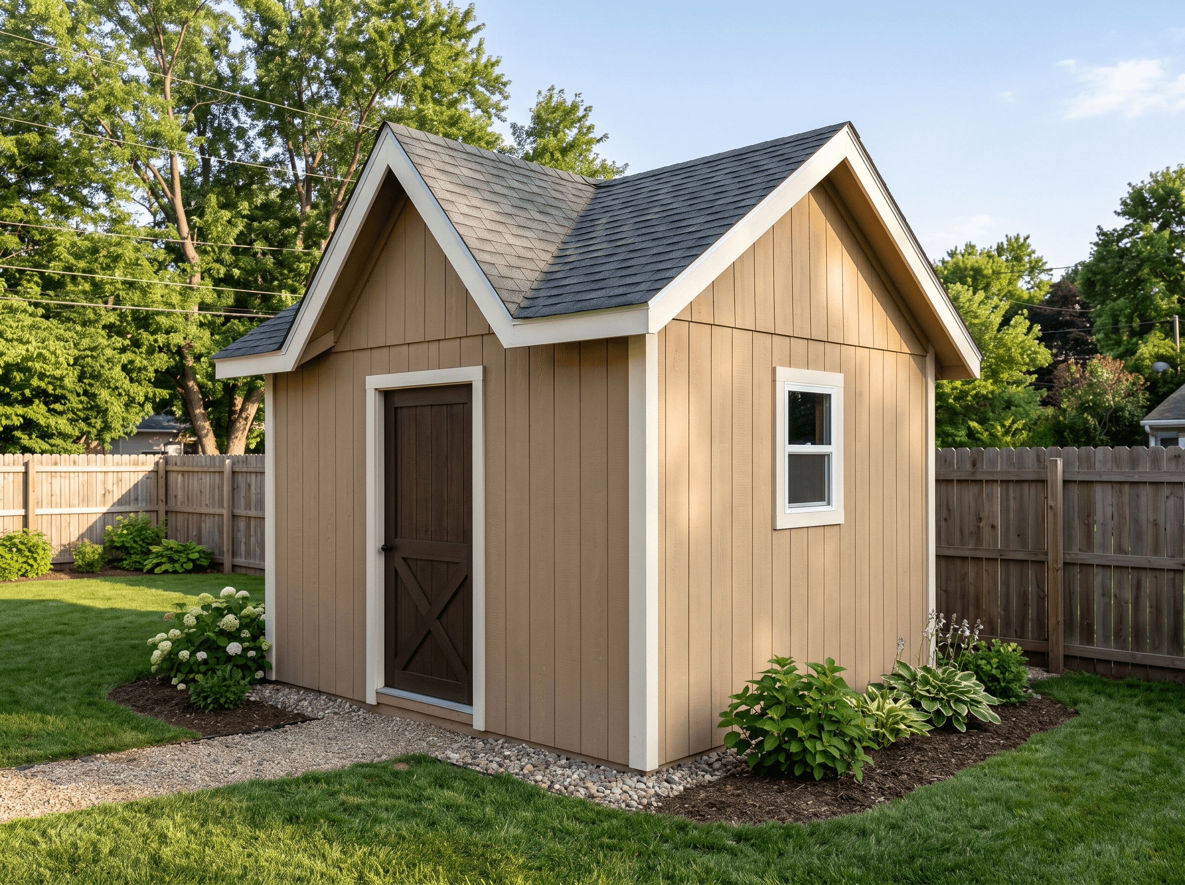 10×10 Saltbox Cabin — photorealistic render