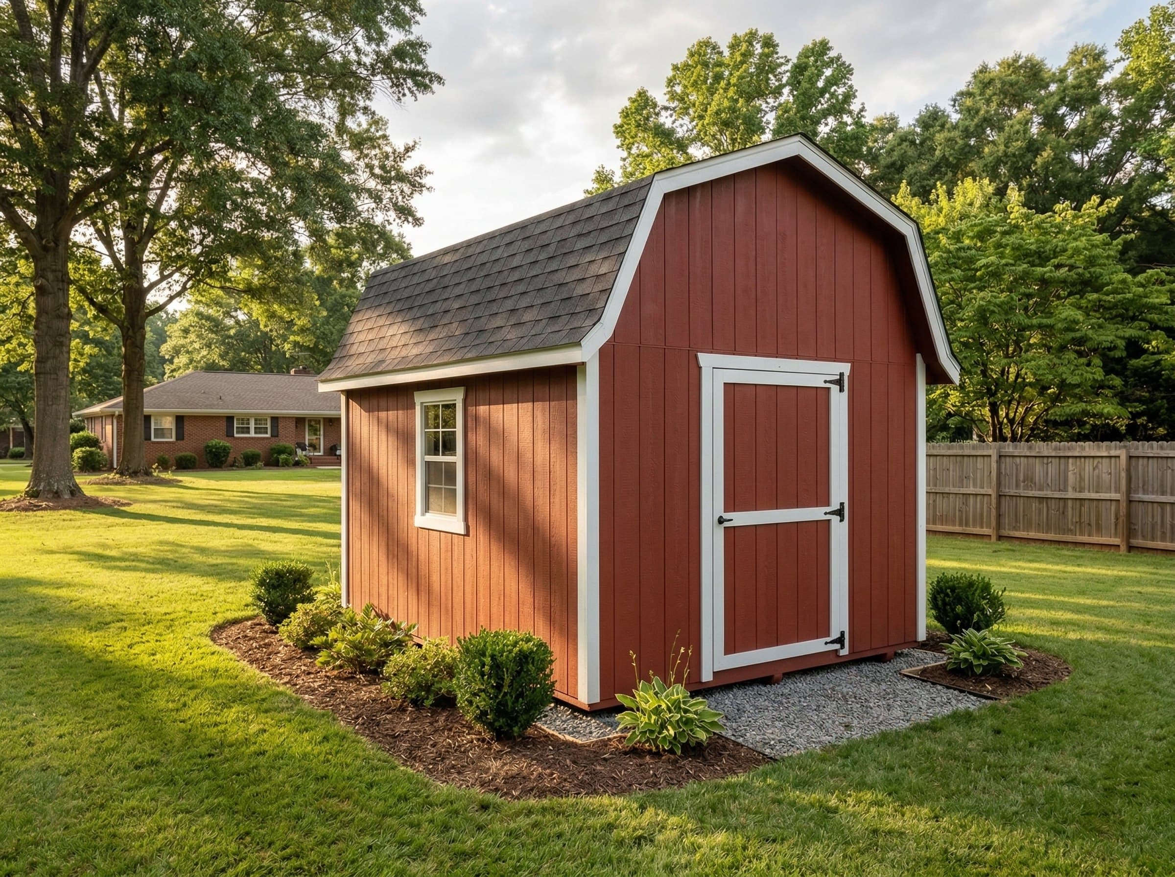 10×12 Gambrel Barn Shed — photorealistic render