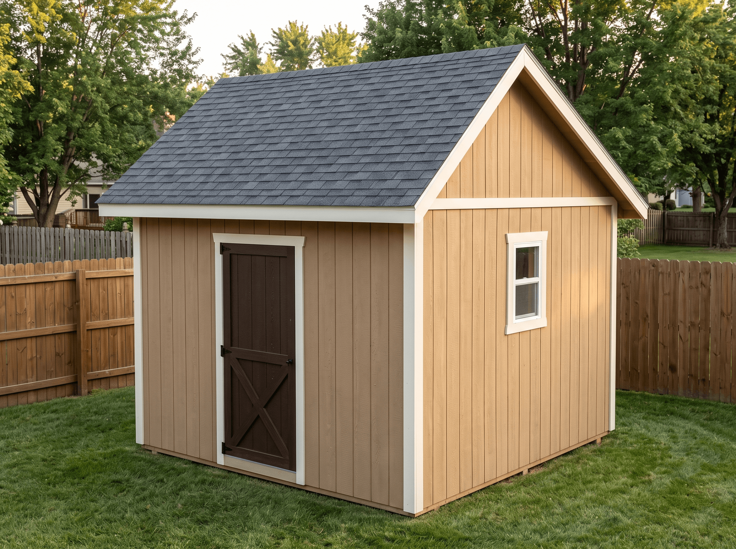 10×14 Saltbox Shed — photorealistic render