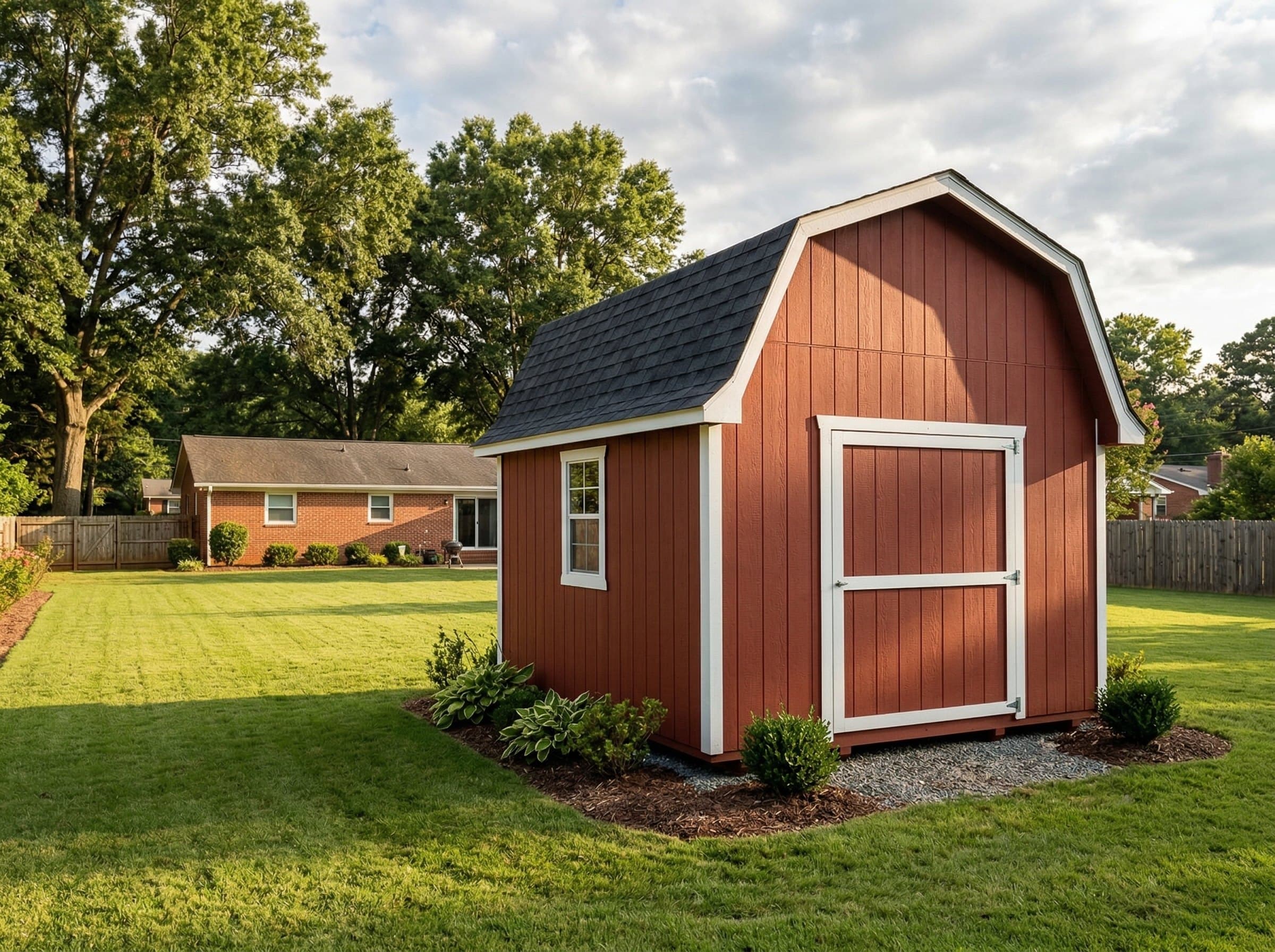12×12 Gambrel Barn Shed — photorealistic render