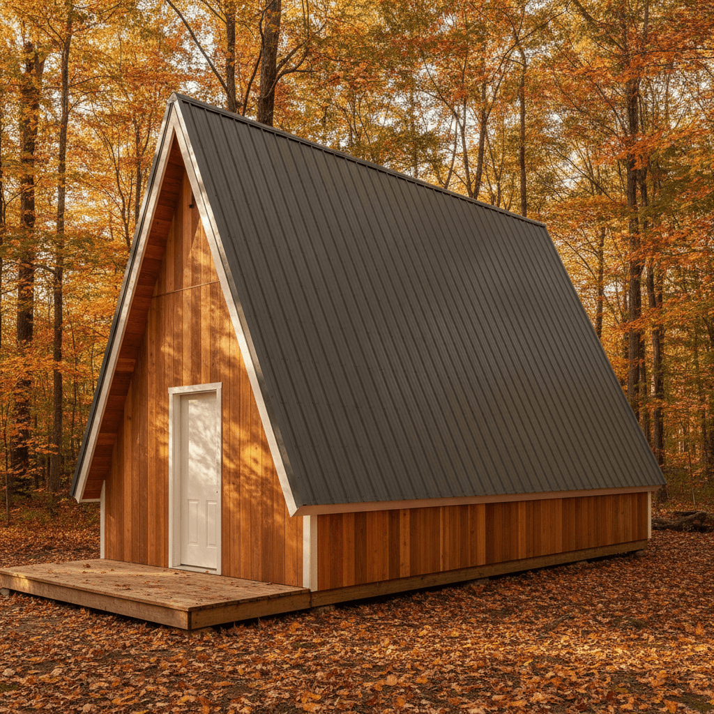 12×16 A-Frame Cabin — photorealistic render