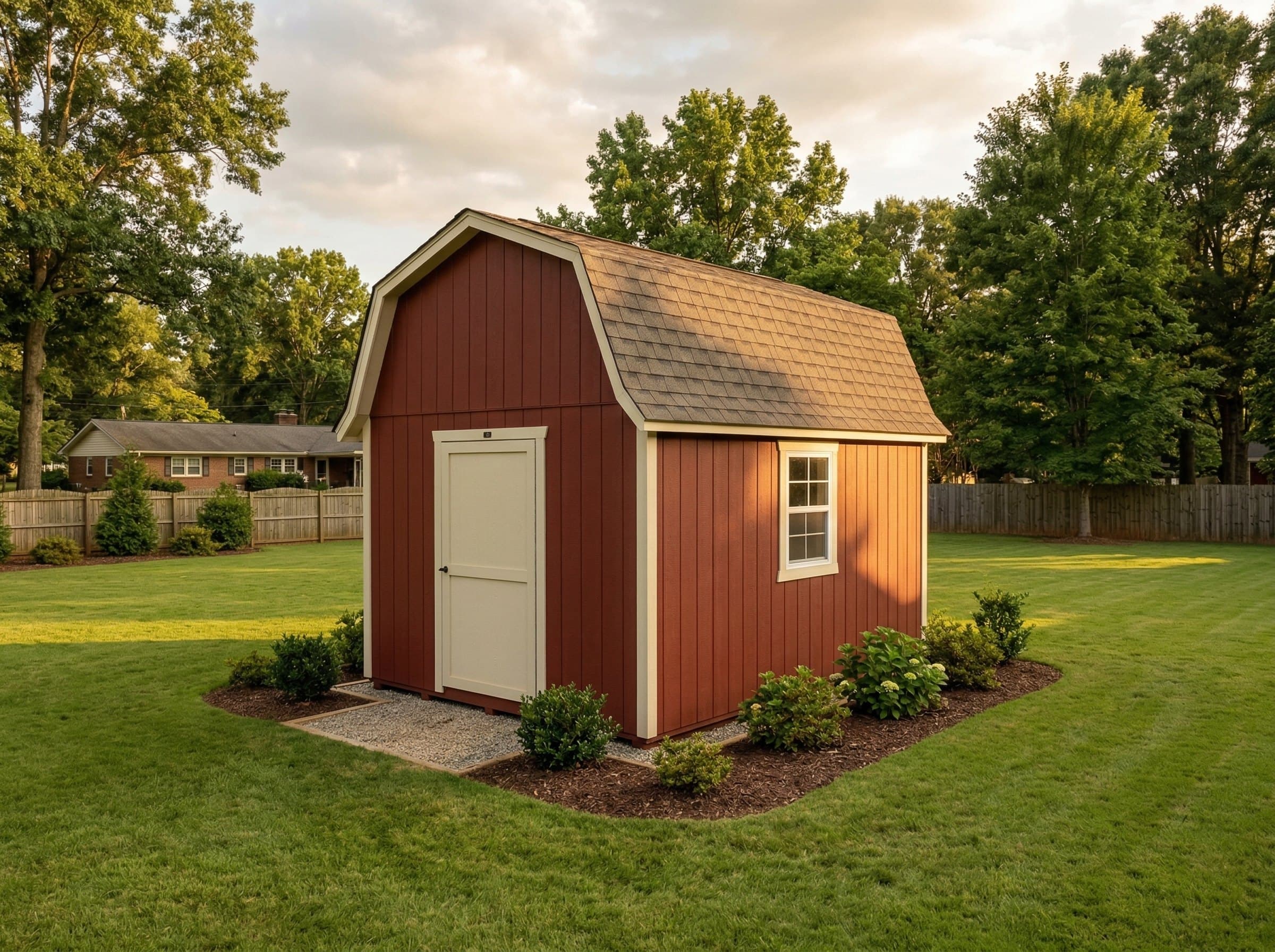 12×16 Gambrel Barn Shed — photorealistic render