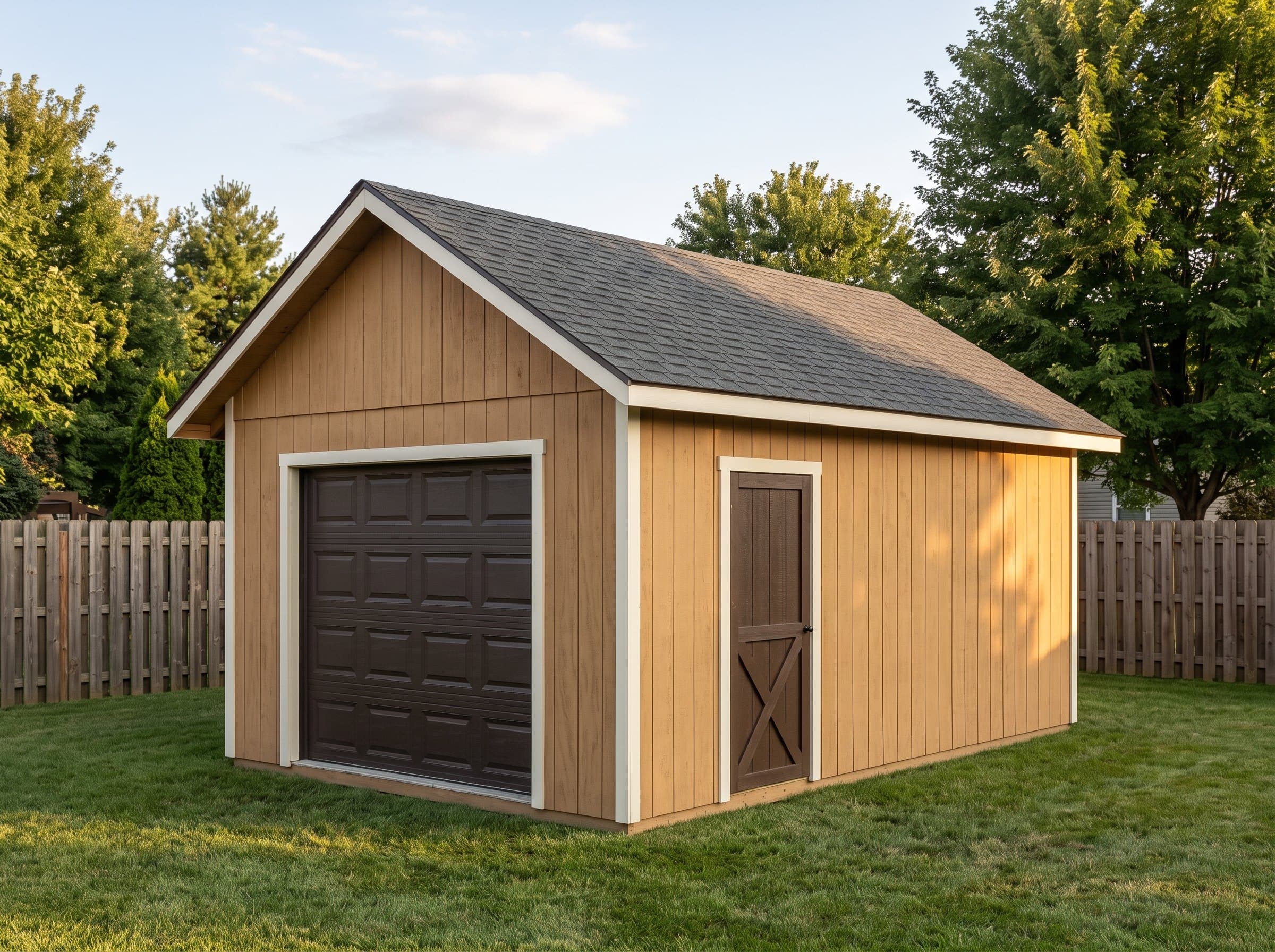 12×20 Garage Shed — photorealistic render