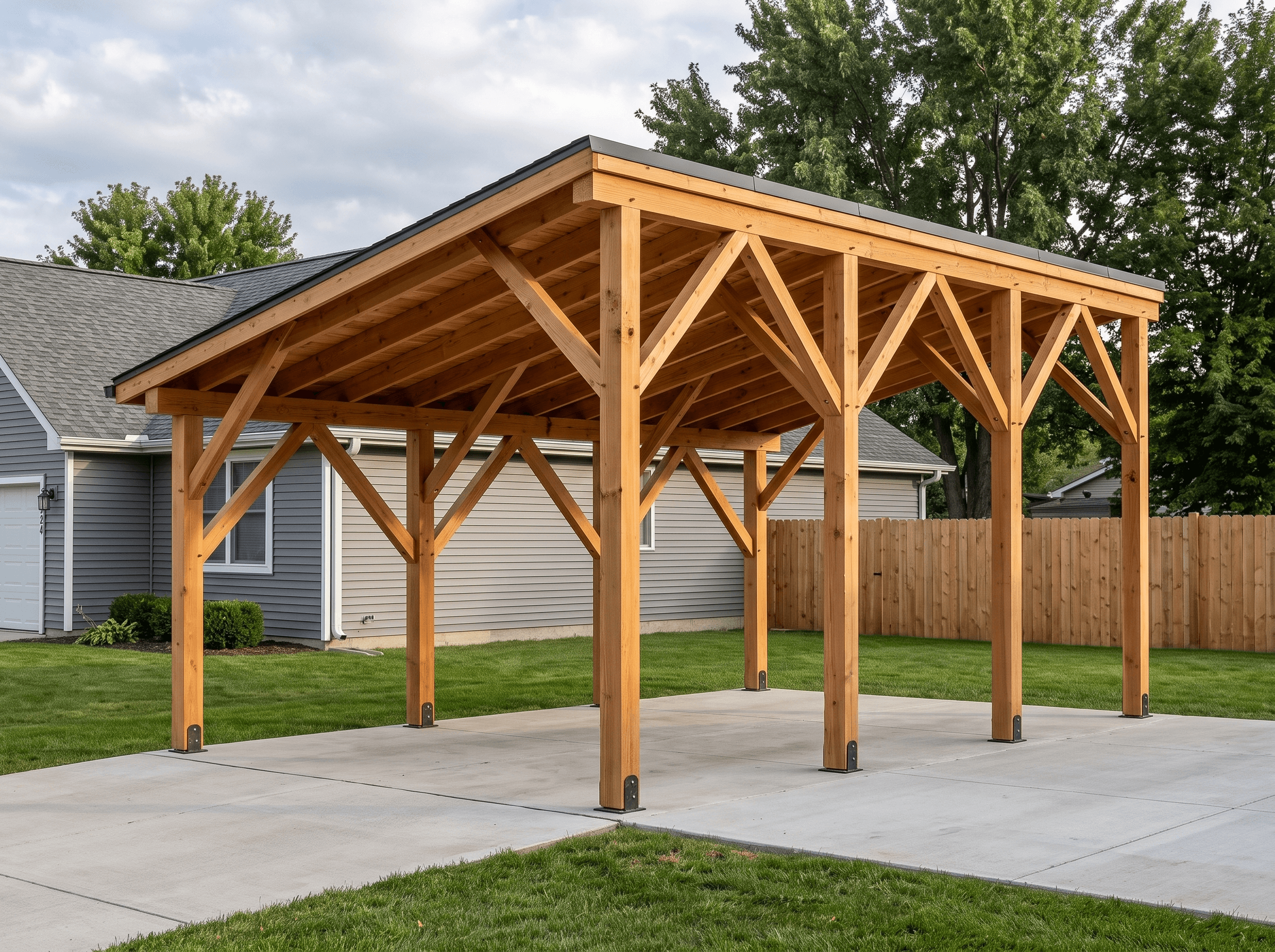 12×20 Single-Car Carport — photorealistic render