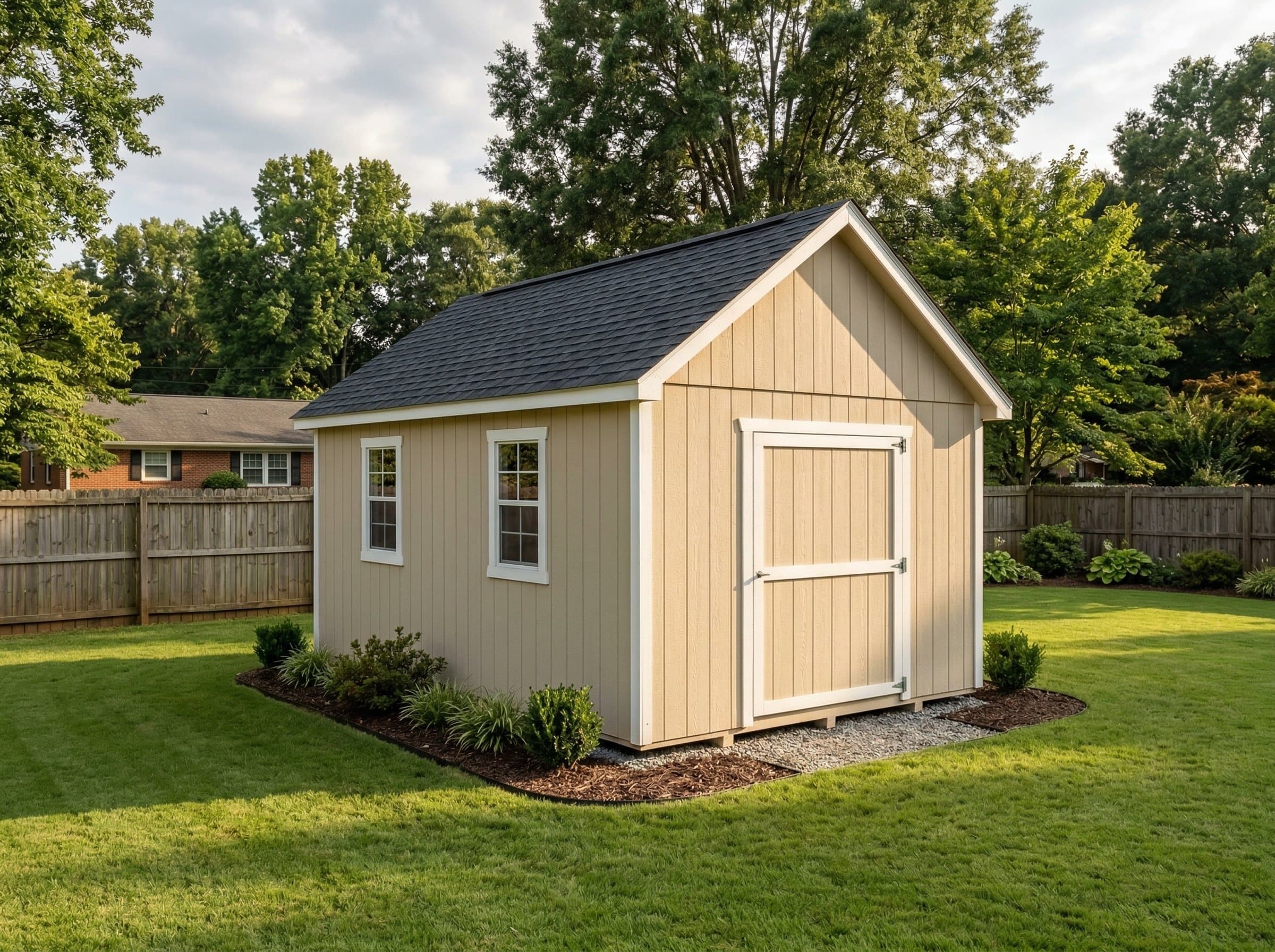12×24 Gable Garage Shed — photorealistic render