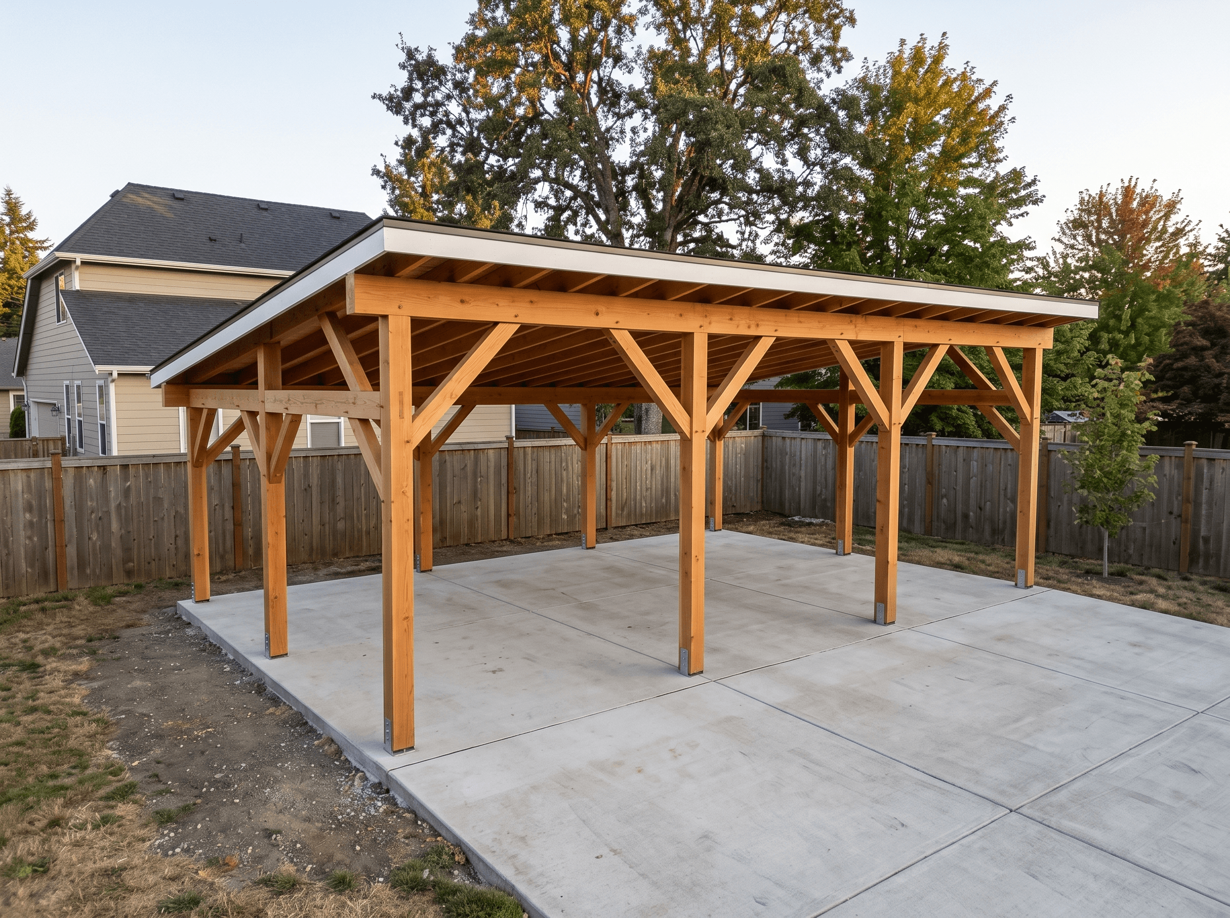 12×24 Single-Car Carport — photorealistic render