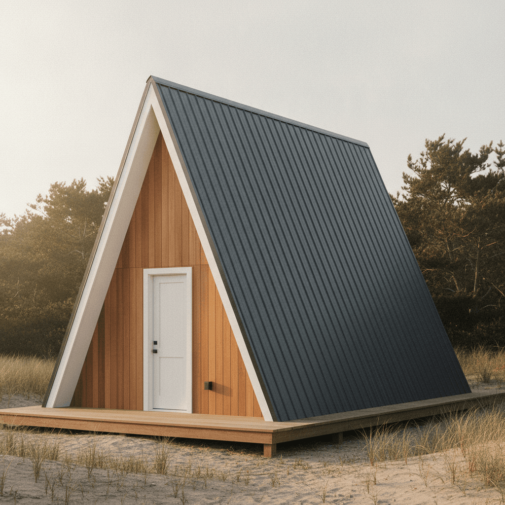 16×20 A-Frame Cabin — photorealistic render