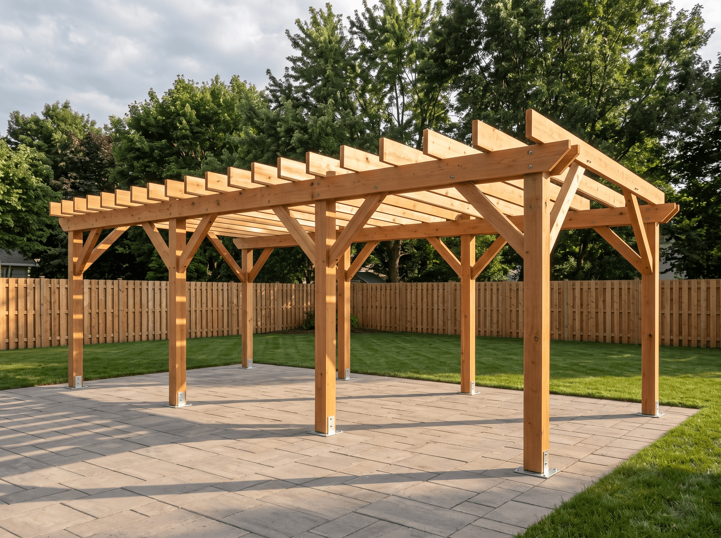 16×32 Freestanding Pergola — photorealistic render