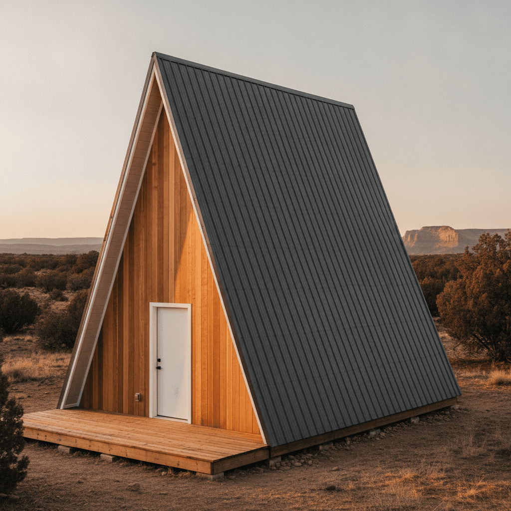 18×24 A-Frame Cabin with Loft — photorealistic render