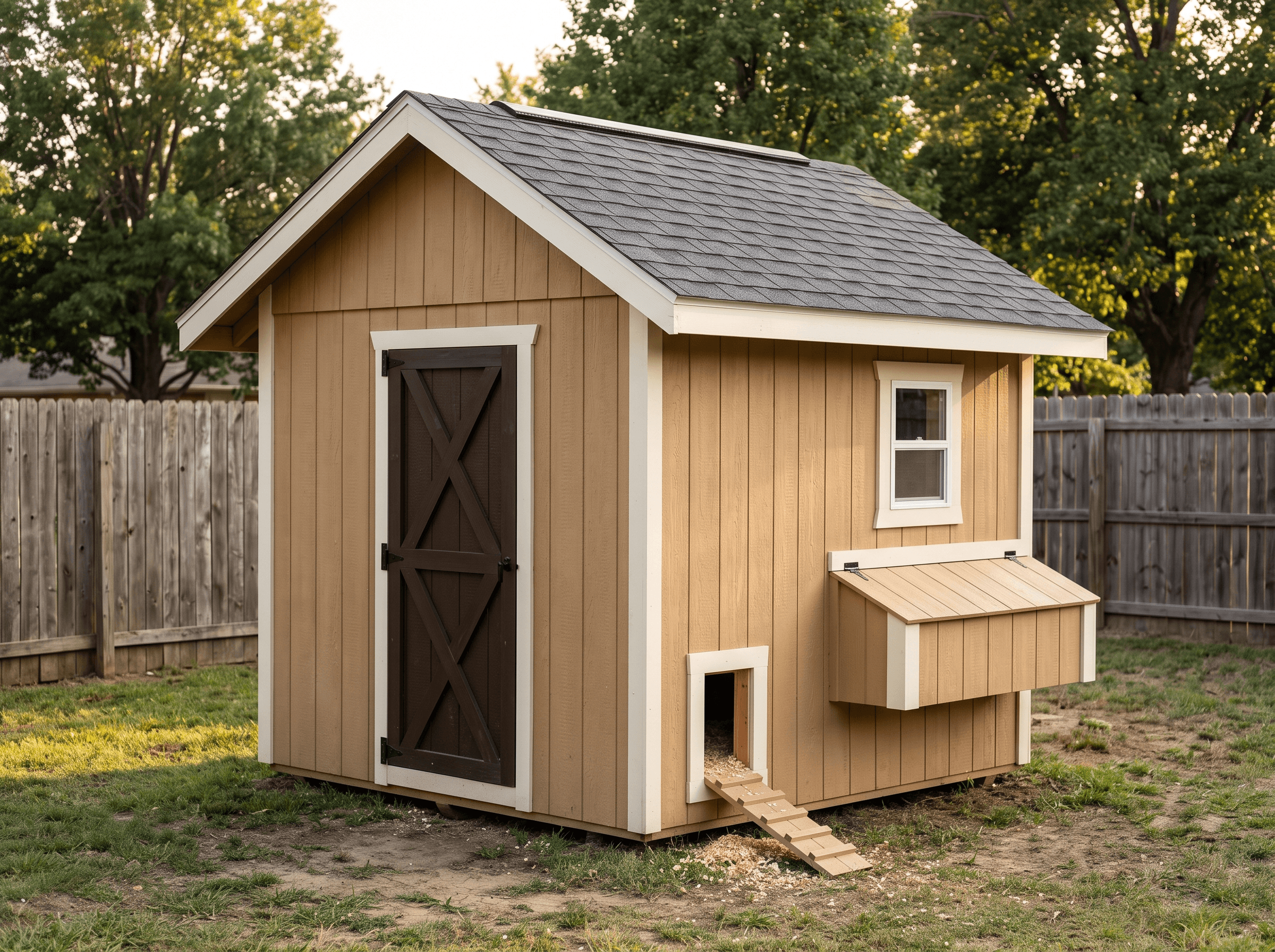 6×6 Chicken Coop for Up to 6 Chickens — photorealistic render