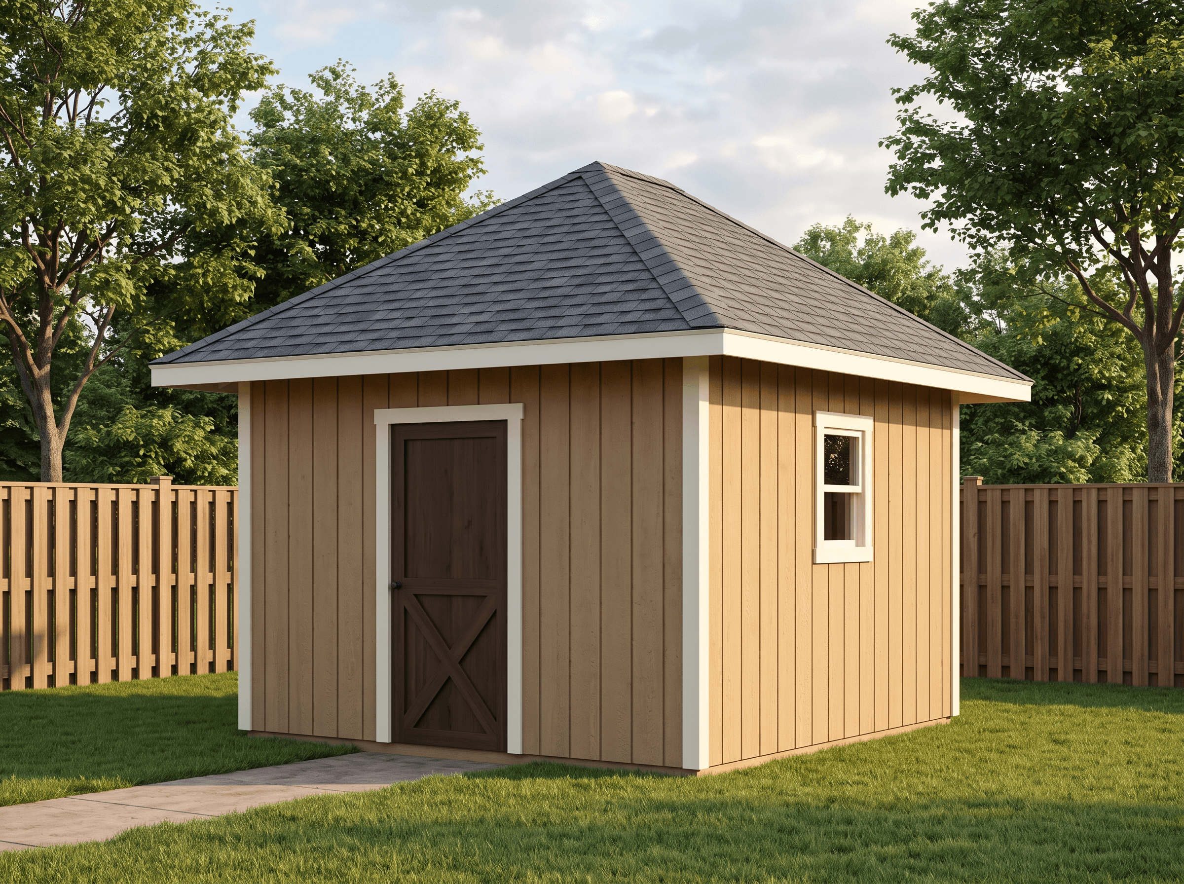 8×10 Hip Garden Shed — photorealistic render