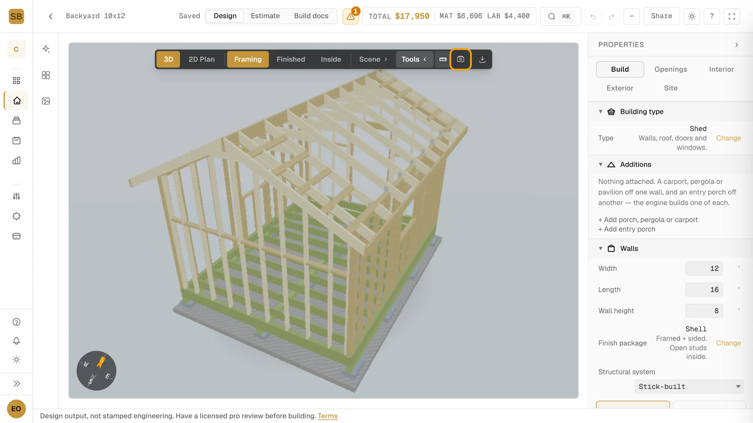 The Tools menu open on the 3D toolbar with the Snap Photo button outlined.