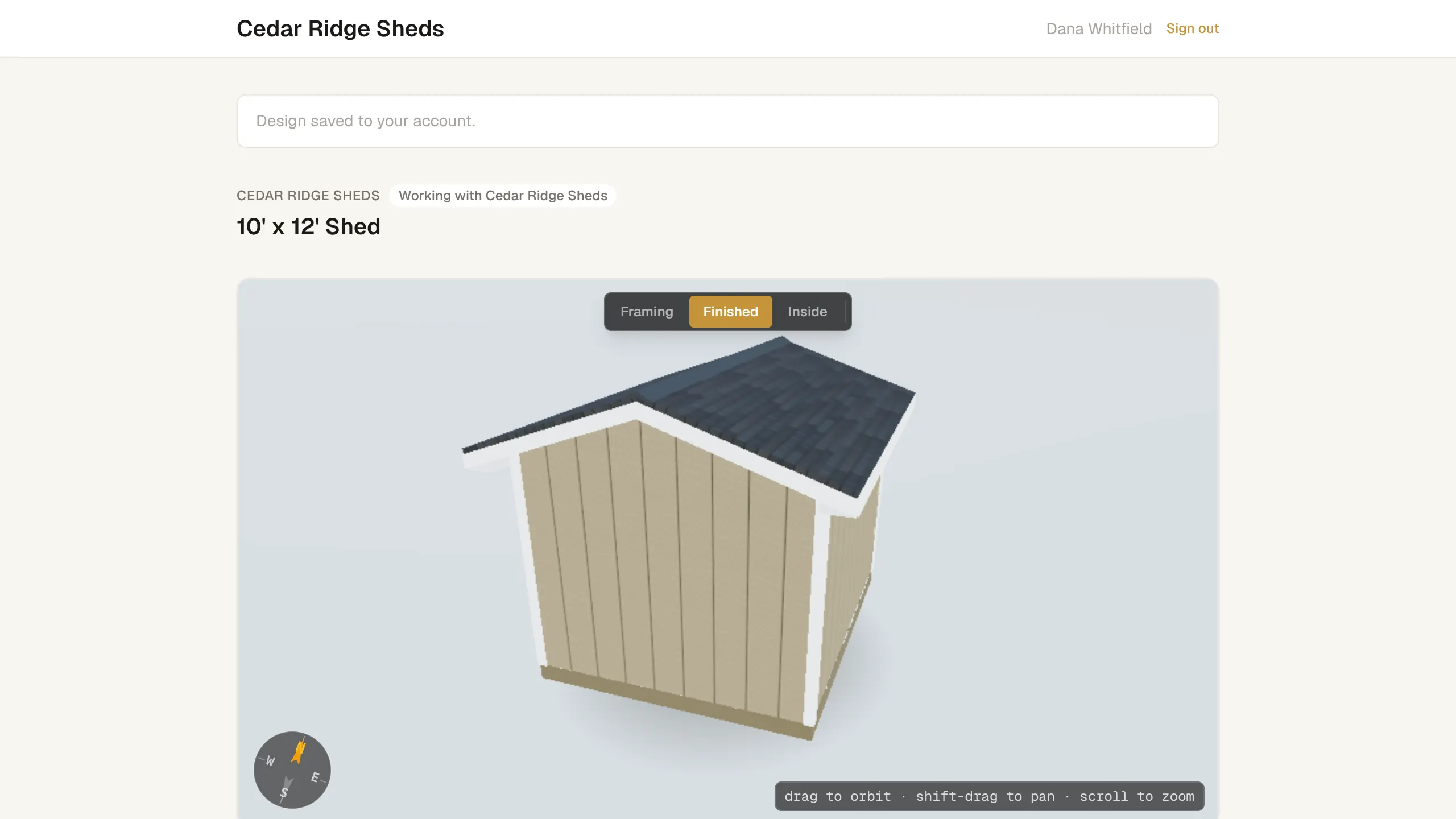 The customer portal design page showing the builder, the estimated price and Your quotes.