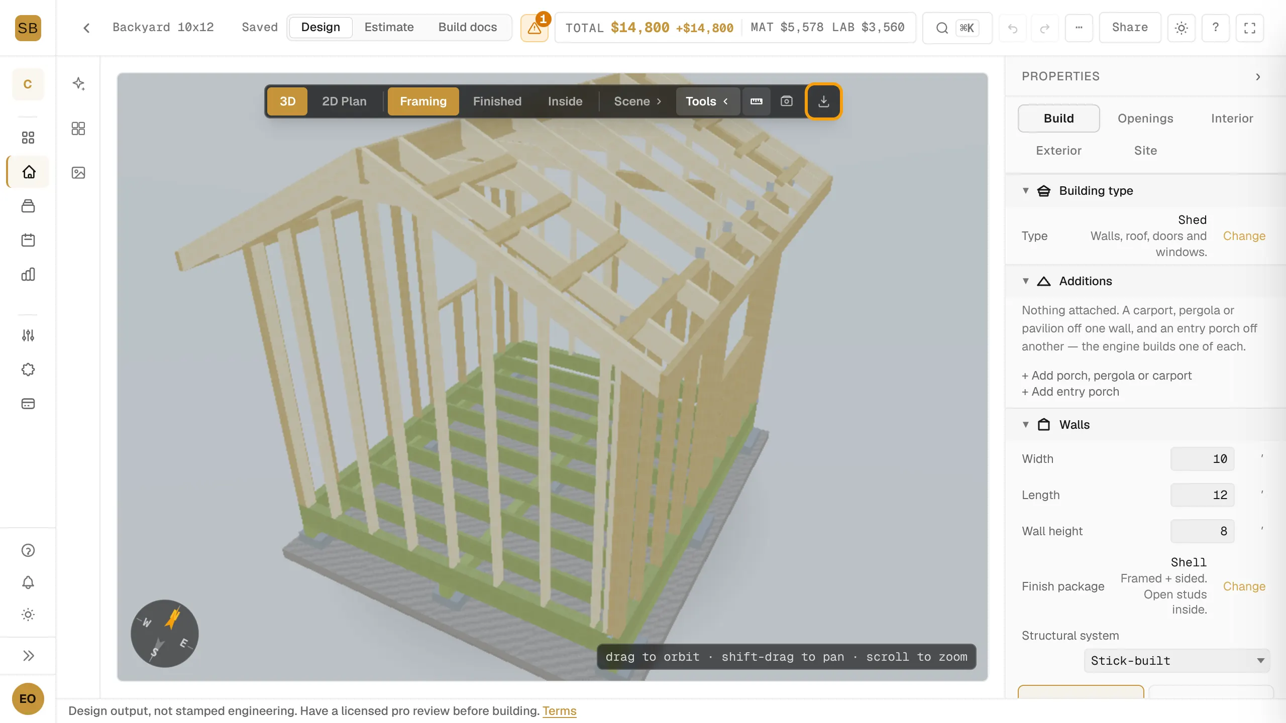 The 3D view toolbar with Tools open and the Export button ringed.