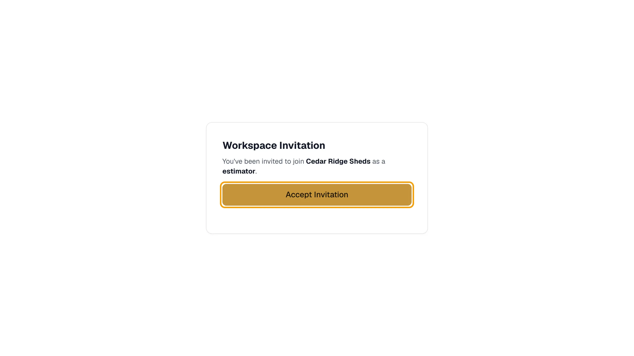 The workspace invitation page with the Accept Invitation button outlined.