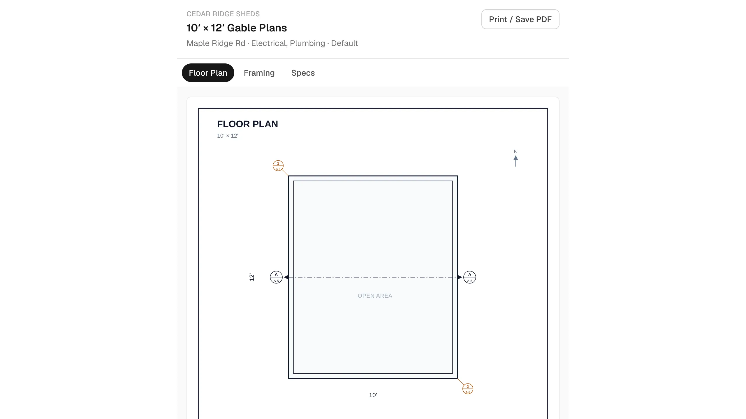 The read-only plan view a sub sees, with the sheet tabs and no pricing.